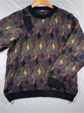 Protégé Collection Vintage 90s Coogi Style Geometric Knit Sweater XL